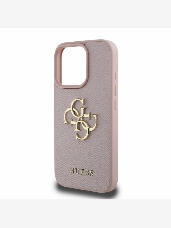 Guess Guess PU Grained 4G Metal Logo Back Cover pre iPhone 16 Pro Max ružový