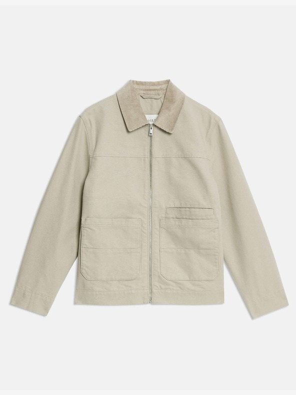 Marks & Spencer Plátenná bunda Harrington, vysoká bavlna Marks & Spencer béžová