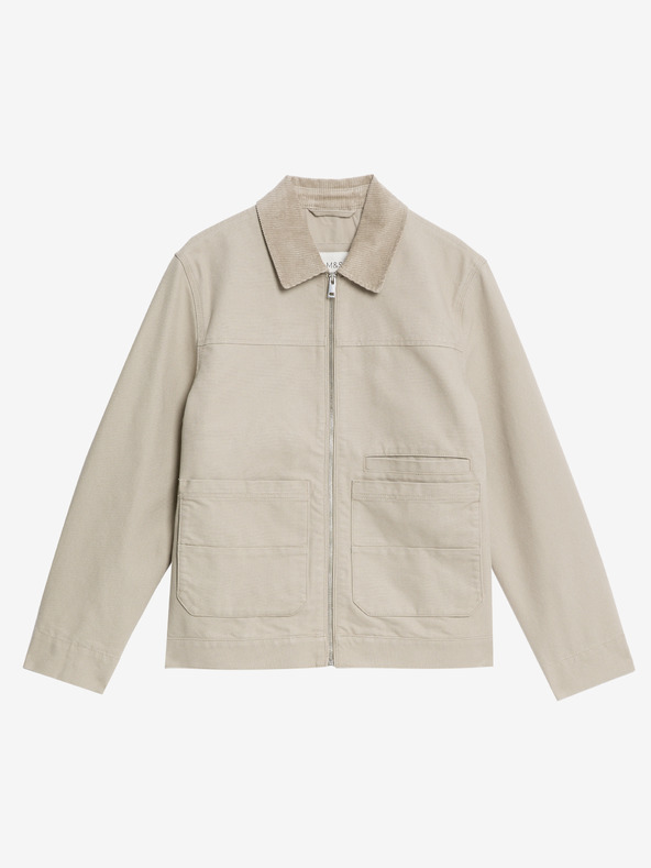 Marks & Spencer Plátenná bunda Harrington, vysoká bavlna Marks & Spencer béžová
