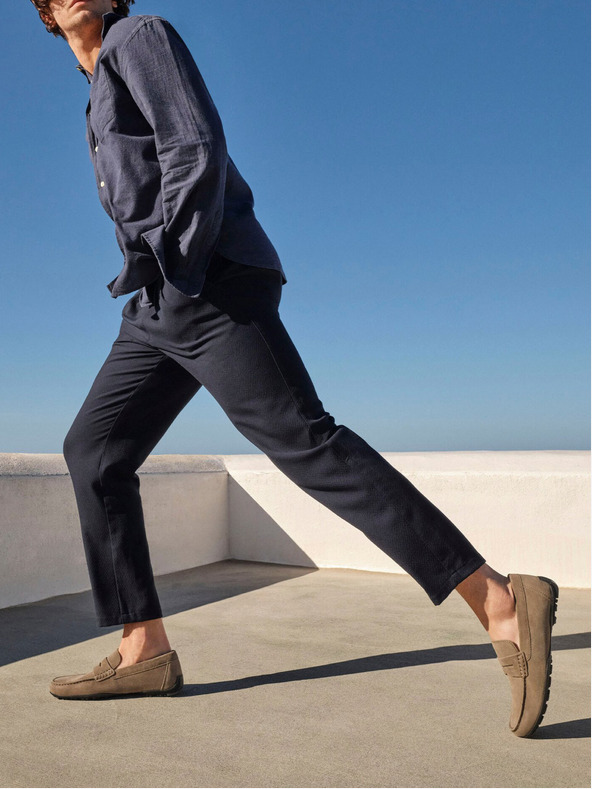 Geox Svetlozelené pánske mokasíny Geox Kosmopolis + Grip