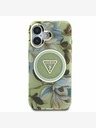 Guess Guess IML Glitter Magnolia and Triangle Logo Zadný kryt MagSafe pre iPhone 16 Green