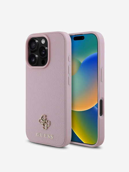 Guess Guess PU Grained 4G Small Metal Logo MagSafe zadný kryt pre iPhone 16 Pro Max ružový