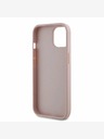Guess Guess PU zrnitý 4G kovový zadný kryt s logom pre iPhone 15 ružový