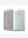Guess Guess PU zrnitý 4G kovový zadný kryt s logom pre iPhone 15 ružový