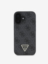 Guess Guess PU 4G štrasový zadný kryt s kovovým logom pre iPhone 16 čierny