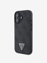 Guess Guess PU 4G štrasový zadný kryt s kovovým logom pre iPhone 16 čierny
