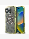 Guess Guess IML 4G Glitter and Triangle Logo MagSafe zadný kryt pre iPhone 16 Pro Max hnedý