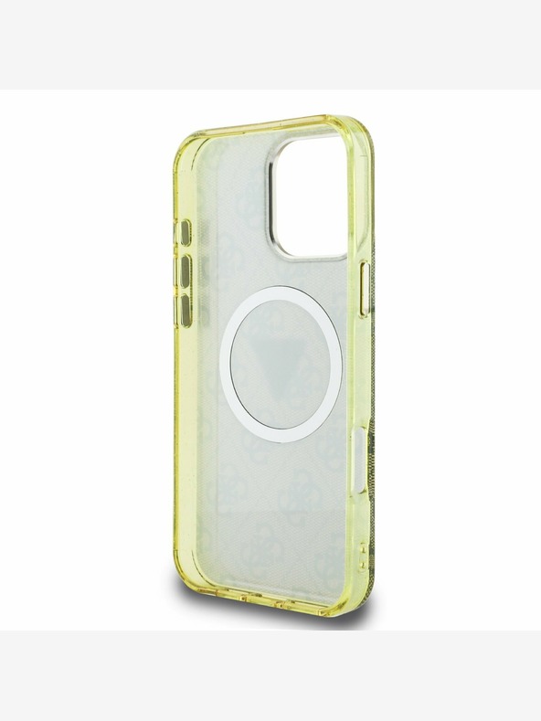 Guess Guess IML 4G Glitter and Triangle Logo MagSafe zadný kryt pre iPhone 16 Pro Max hnedý