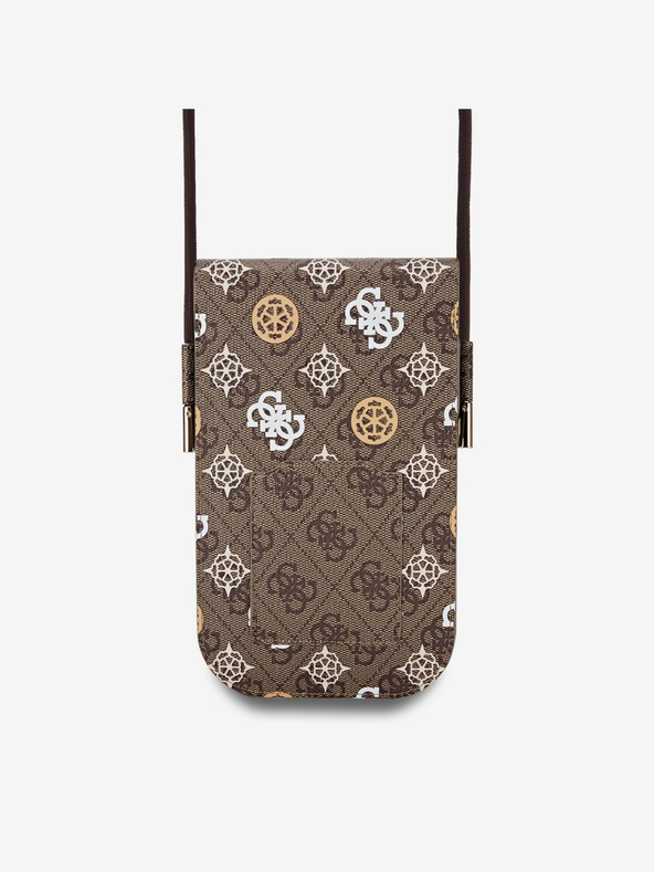 Guess Guess PU 4G Pivoňka Viacfarebná taška na telefón Hnedá