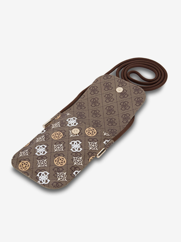 Guess Guess PU 4G Pivoňka Viacfarebná taška na telefón Hnedá