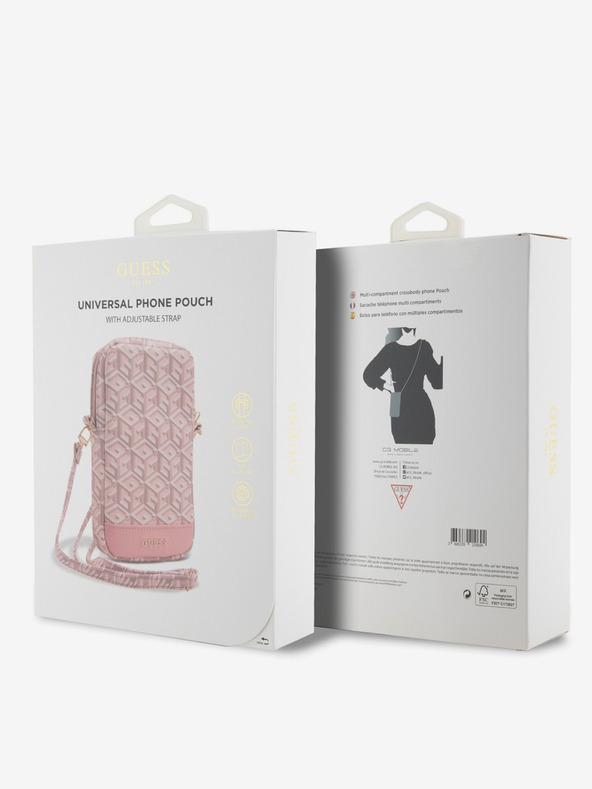 Guess Guess PU G Cube taška na telefón so zipsom ružová