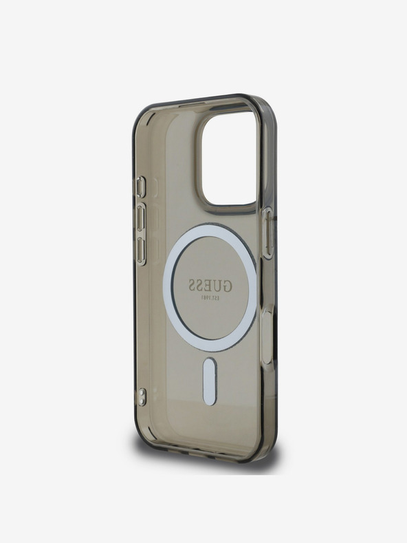 Guess Guess IML Glitter Ring MagSafe zadný kryt pre iPhone 16 Pro Max čierny