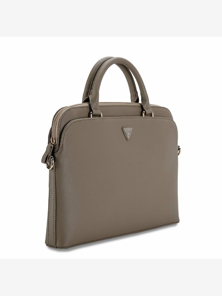Guess Guess PU Grained Triangle Logo Notebook Bag 15/16" Brown