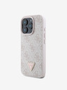 Guess Guess PU 4G štrasový zadný kryt s kovovým logom pre iPhone 16 Pro Max ružový