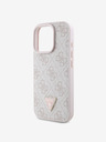 Guess Guess PU 4G štrasový zadný kryt s kovovým logom pre iPhone 16 Pro Max ružový