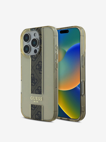 Guess Guess IML Middle 4G Stripe Zadný kryt pre iPhone 16 Pro Max Brown