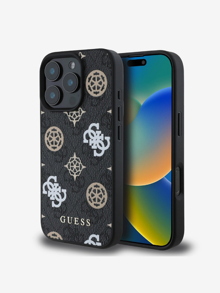 Guess Guess PU 4G Peony MagSafe zadný kryt pre iPhone 16 Pro čierny