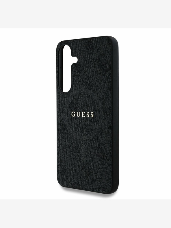Guess PU Leather 4G Colored Ring MagSafe Zadní Kryt pro Samsung Galaxy S25 Black Obal na telefón