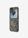 Guess Guess PU 4G kovový zadný kryt s logom pre Samsung Galaxy Z Flip 6 hnedý