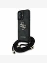 Guess Guess PU 4G Kovové logo Crossbody Strap Zadný kryt pre iPhone 16 Black