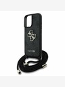 Guess Guess PU 4G Kovové logo Crossbody Strap Zadný kryt pre iPhone 16 Black