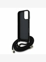 Guess Guess PU 4G Kovové logo Crossbody Strap Zadný kryt pre iPhone 16 Black
