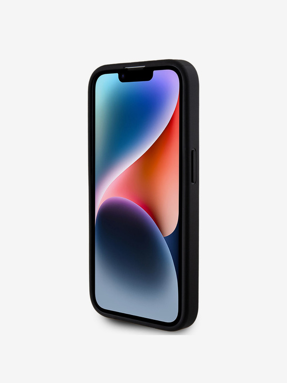 Guess Guess PU Pevný zadný kryt 4G s kovovým logom Glitter pre iPhone 15 Pro čierny