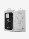 Guess Guess PU Pevný zadný kryt 4G s kovovým logom Glitter pre iPhone 15 Pro čierny