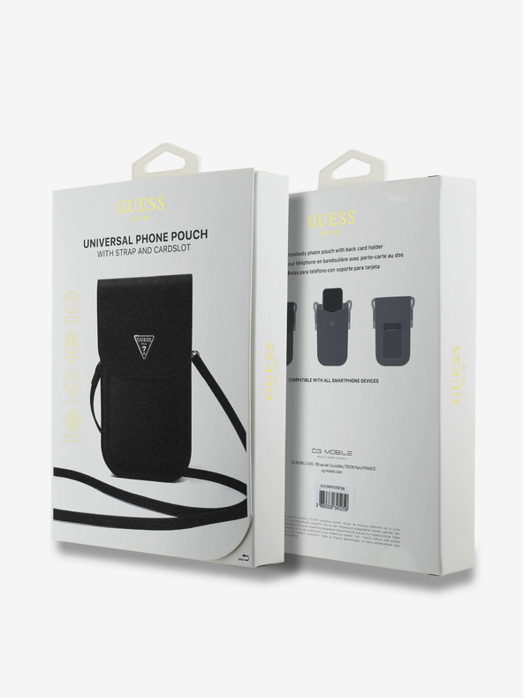 Guess Guess PU Grained Triangle Logo taška na telefón čierna