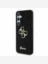 Guess Guess PU pevný zadný kryt s kovovým logom 4G s trblietkami pre Samsung Galaxy S25 čierny