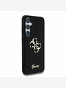 Guess Guess PU pevný zadný kryt s kovovým logom 4G s trblietkami pre Samsung Galaxy S25 čierny