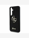 Guess Guess PU pevný zadný kryt s kovovým logom 4G s trblietkami pre Samsung Galaxy S25 čierny