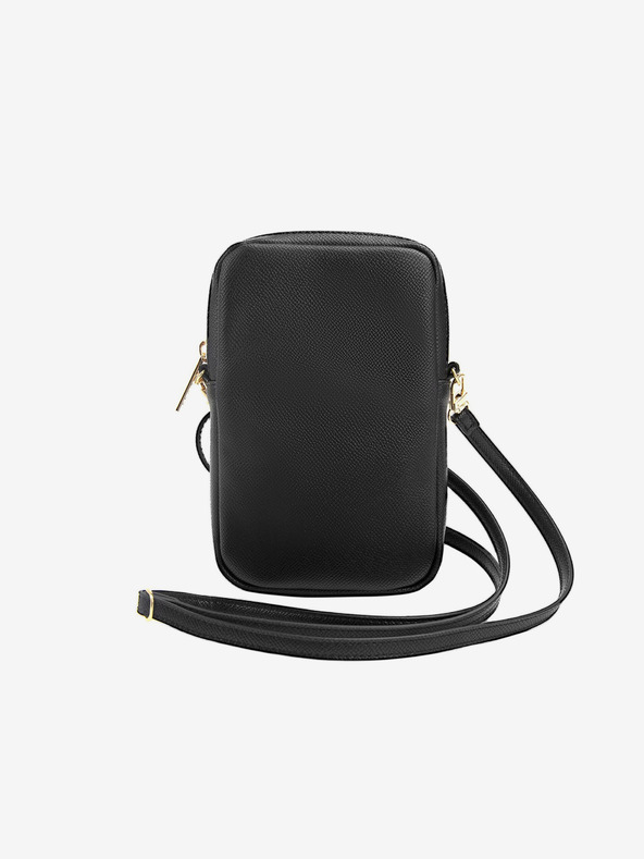 Guess Guess PU zrnitá 4G kovová taška na telefón so zipsom čierna