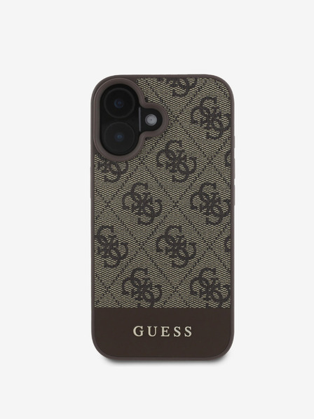 Guess Zadný kryt Guess PU 4G Stripe pre iPhone 16 Brown
