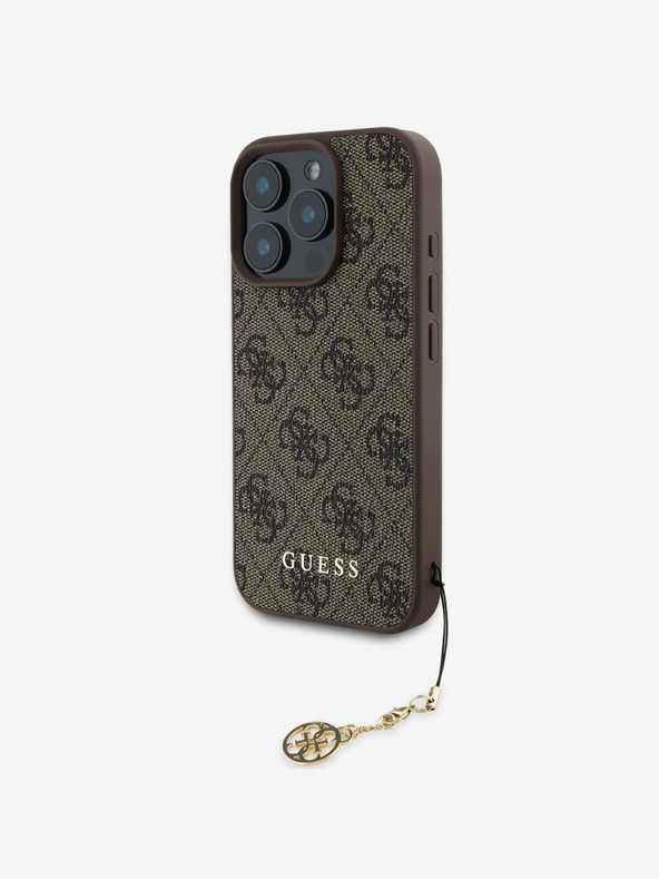 Guess Guess 4G Charm zadný kryt pre iPhone 16 Pro Tone on Tone hnedý