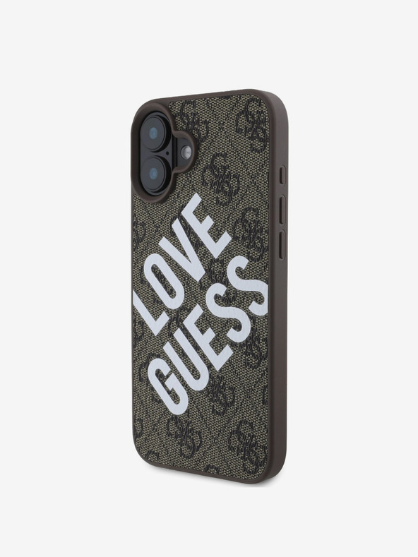 Guess Guess PU kožený zadný kryt 4G Big Love Logo MagSafe pre iPhone 16 Brown