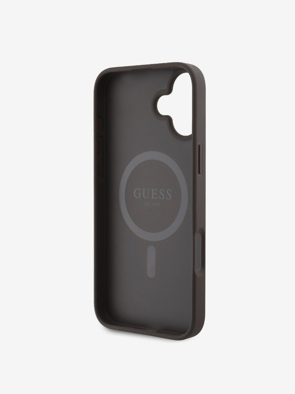 Guess Guess PU kožený zadný kryt 4G Big Love Logo MagSafe pre iPhone 16 Brown