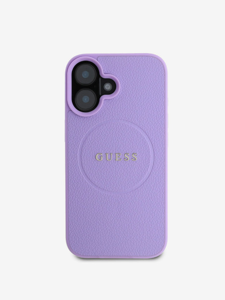 Guess Guess PU zrnité klasické logo MagSafe zadný kryt pre iPhone 16 fialový