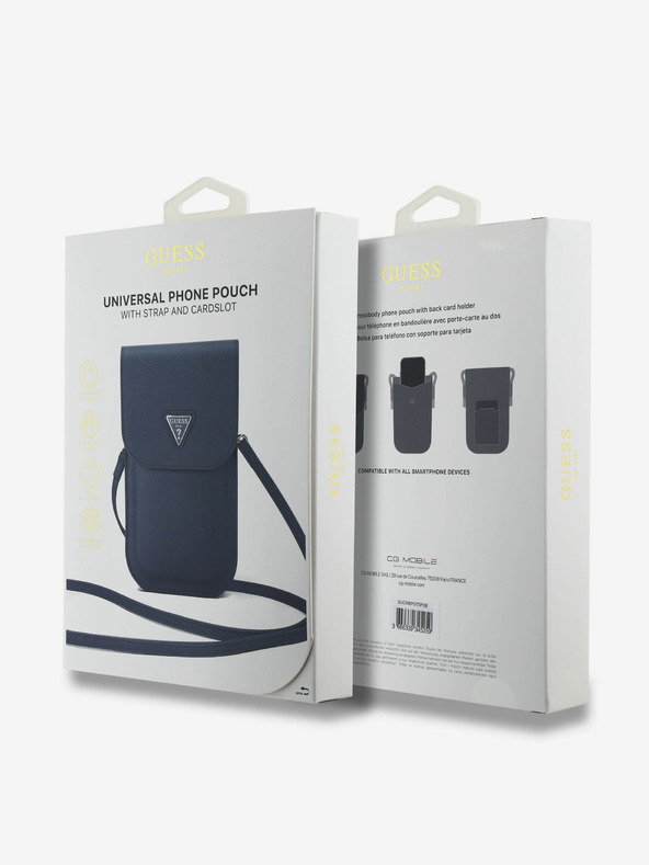 Guess Guess PU zrnité trojuholníkové logo na telefón modré