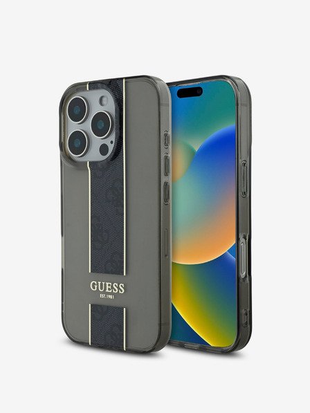Guess Guess IML Middle 4G Stripe zadný kryt pre iPhone 16 Pro Max čierny