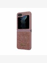 Guess PC/TPU Glitter Flakes Metal Logo Zadní Kryt pro Samsung Galaxy Z Flip 5 Pink Obal na telefón