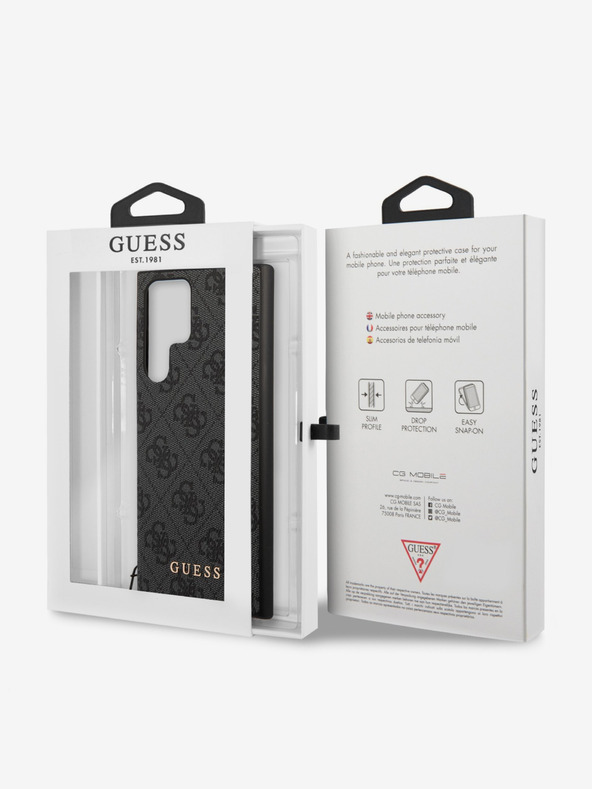 Guess 4G Charm Zadní Kryt pro Samsung Galaxy S24 Ultra Grey Obal na telefón