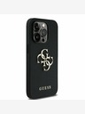 Guess Guess PU zrnitý 4G kovový zadný kryt s logom pre iPhone 13 Pro čierny