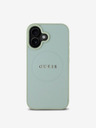 Guess Guess PU zrnitý klasický kryt MagSafe s logom pre iPhone 16 zelený