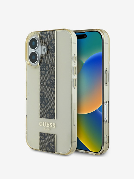 Guess Guess IML Middle 4G Stripe zadný kryt pre iPhone 16 Brown