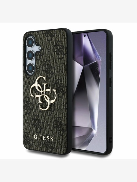 Guess Guess PU 4G kovové logo zadný kryt pre Samsung Galaxy S25+ hnedý