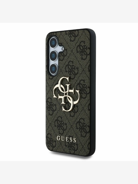 Guess Guess PU 4G kovové logo zadný kryt pre Samsung Galaxy S25+ hnedý