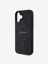 Guess Guess PU kožený 4G farebný prsteň MagSafe zadný kryt pre iPhone 16 čierny