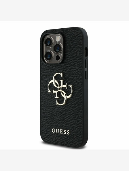 Guess Guess PU Grained 4G Metal Logo zadný kryt pre iPhone 14 Pro čierny