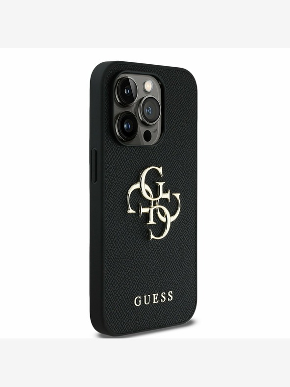 Guess Guess PU Grained 4G Metal Logo zadný kryt pre iPhone 14 Pro čierny